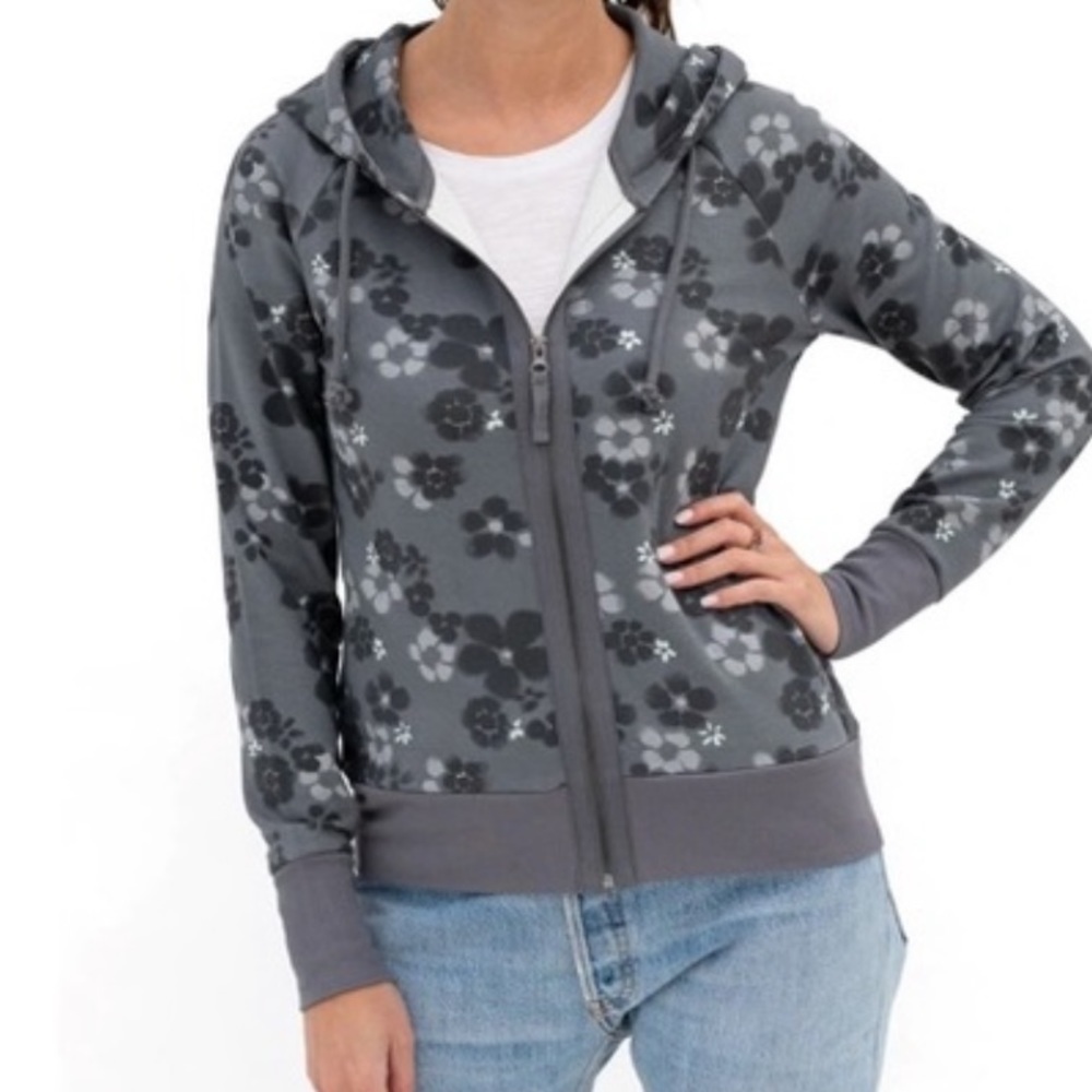 Evy’s Tree‎ The Hallie Grey Floral Zip Up Hooded Sweater